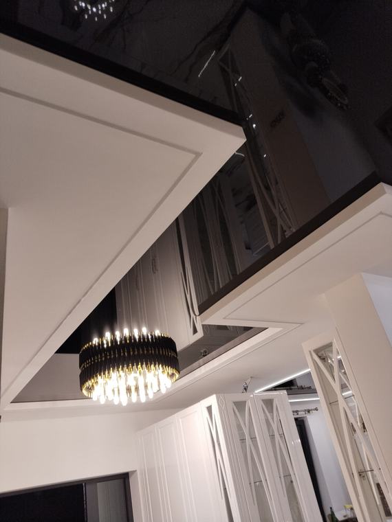 Garderoba - czarny połysk z liniami LED - Warszawa